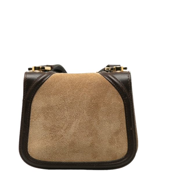 228 37403 3 Salvatore Ferragamo Gancini Mini Shoulder Bag Beige Brown Suede