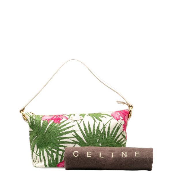 228 37413 1 Celine Flower Print Handbag White Green Pink Canvas Leather