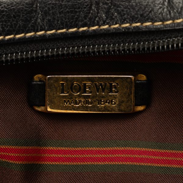 228 37435 8 LOEWE Vintage Velazquez Gold Hardware Crossbody Shoulder Bag Black Brown Leather Suede