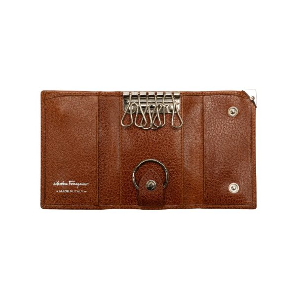 228 37447 5 Salvatore Ferragamo Hardware Key Case 6 Row Billfold Brown