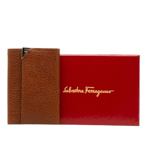 228 37447 9 Salvatore Ferragamo Hardware Key Case 6 Row Billfold Brown