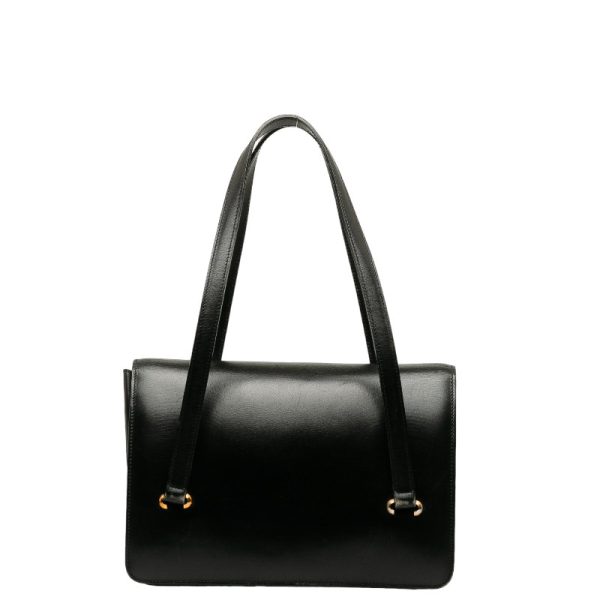 228 38223 3 Celine Macadam Triomphe Metal Handbag Black Leather