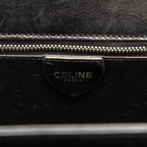 228 38223 9 Celine Macadam Triomphe Metal Handbag Black Leather