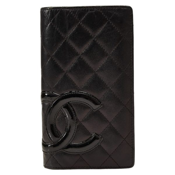 228 39859 1 CHANEL Cambon Line Coco Mark Long Wallet Black