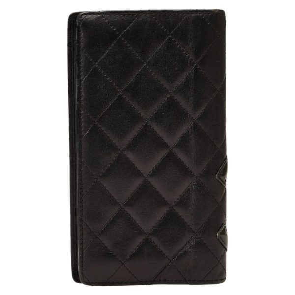 228 39859 3 CHANEL Cambon Line Coco Mark Long Wallet Black