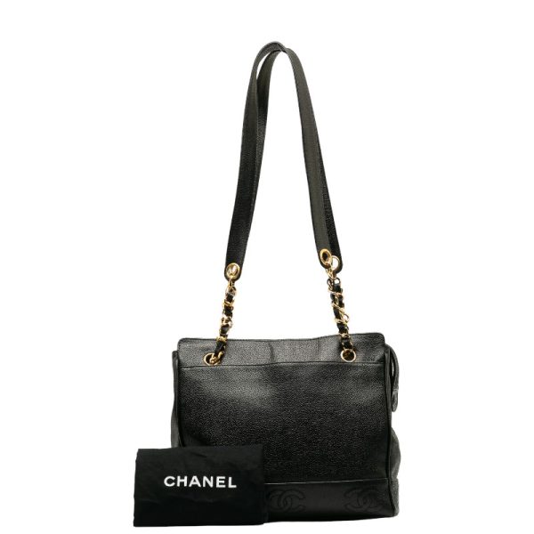 228 39862 10 CHANEL Triple CocoMark Chain Bag Shoulder Bag Black Caviar