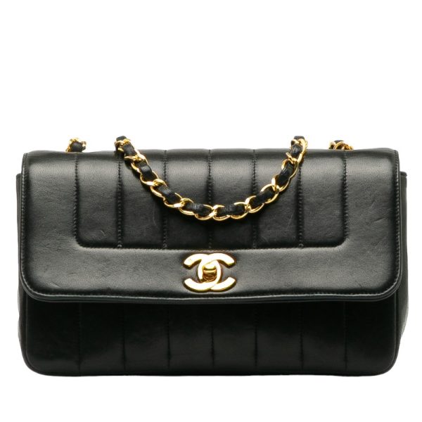 228 39869 1 CHANEL Mademoiselle Chain Shoulder Bag Black Lambskin