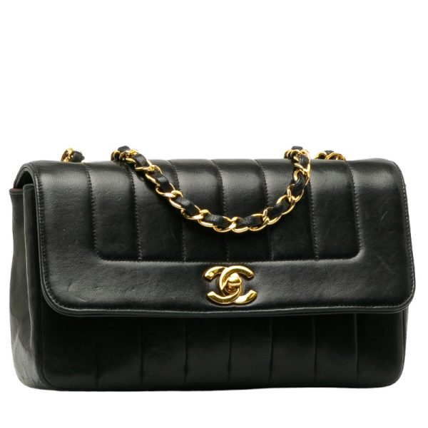 228 39869 2 CHANEL Mademoiselle Chain Shoulder Bag Black Lambskin