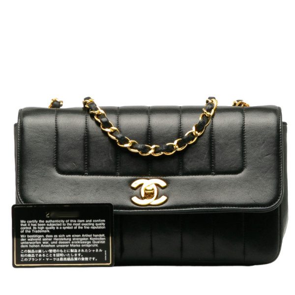 228 39869 9 CHANEL Mademoiselle Chain Shoulder Bag Black Lambskin