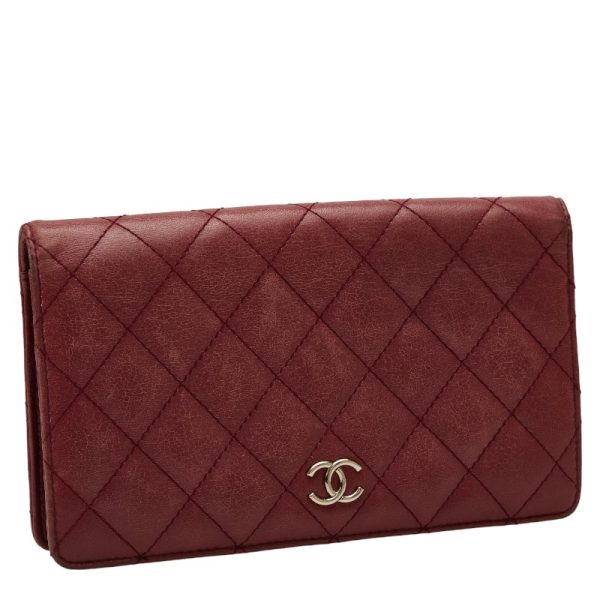 228 39888 2 CHANEL Matelasse Cocomark Long Wallet Pink Leather