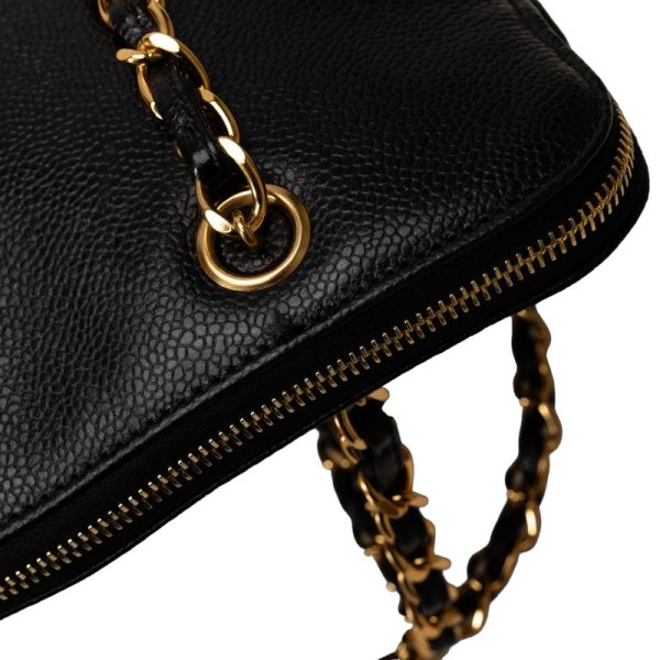 228 39896 5 CHANEL Cocomark Chain Tote Bag Black Caviar Skin