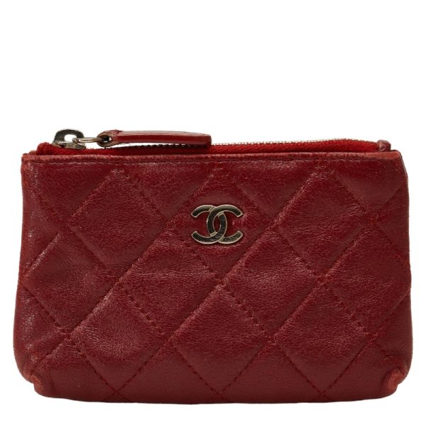 228 39901 1 CHANEL Matelasse Cocomark Coin Case Wine Red Lambskin