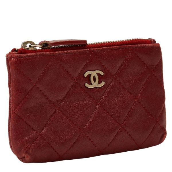 228 39901 2 CHANEL Matelasse Cocomark Coin Case Wine Red Lambskin