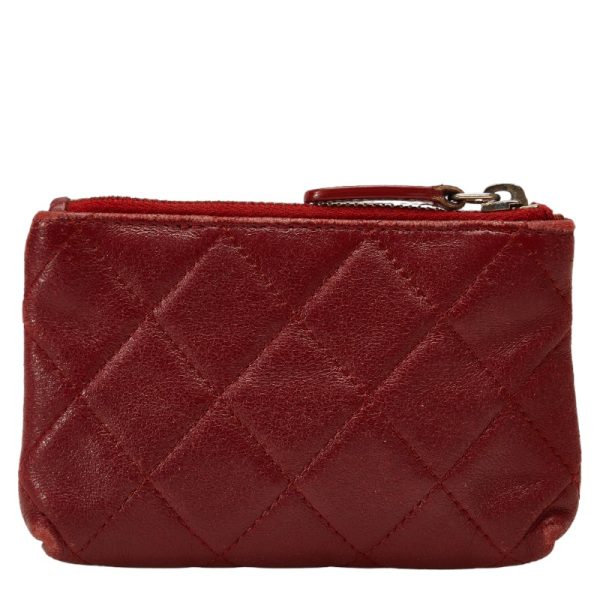 228 39901 3 CHANEL Matelasse Cocomark Coin Case Wine Red Lambskin