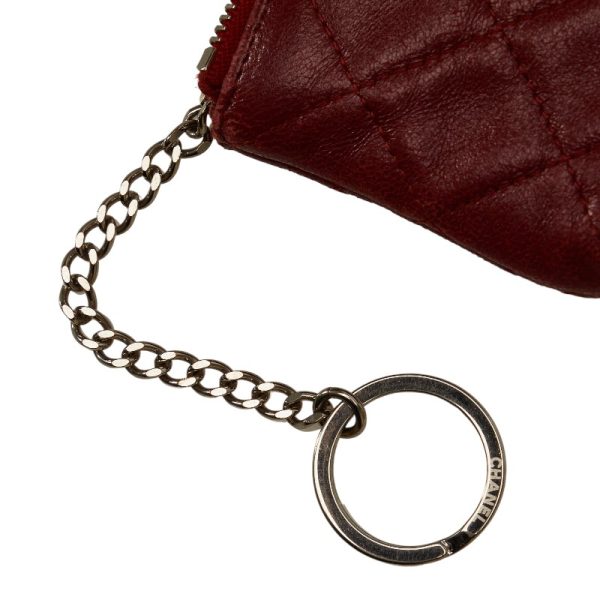 228 39901 9 CHANEL Matelasse Cocomark Coin Case Wine Red Lambskin