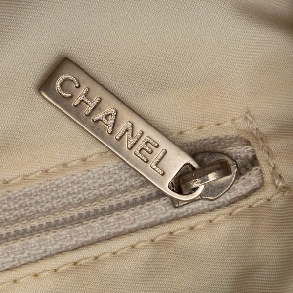 228 39909 10 CHANEL New Travel Line Handbag Boston Bag Ivory Beige Canvas Leather