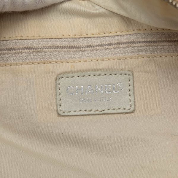 228 39909 11 CHANEL New Travel Line Handbag Boston Bag Ivory Beige Canvas Leather