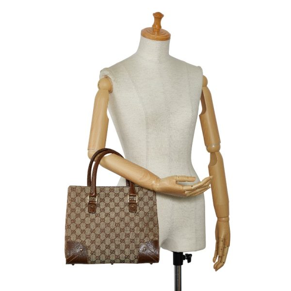 228 40464 12 Gucci GG Canvas Handbag 120895 Beige Canvas Leather