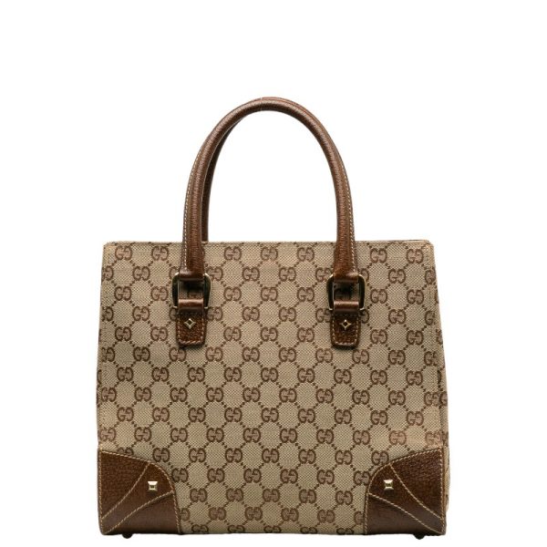 228 40464 3 Gucci GG Canvas Handbag 120895 Beige Canvas Leather