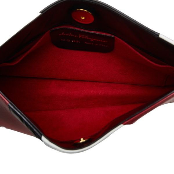 228 40489 7 Salvatore Ferragamo Pouch White Red Black Leather