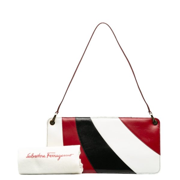 228 40489 9 Salvatore Ferragamo Pouch White Red Black Leather