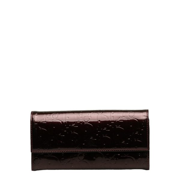 228 40528 1 Dior Trotter Long Wallet Bordeaux Wine Red Enamel