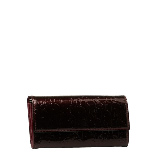 228 40528 2 Dior Trotter Long Wallet Bordeaux Wine Red Enamel