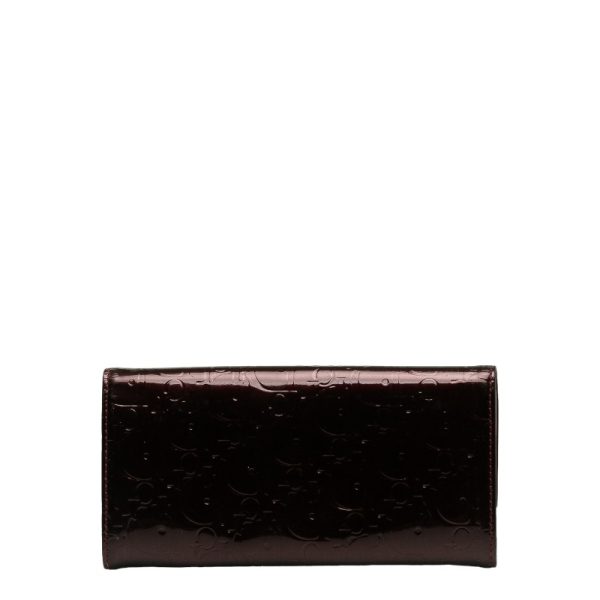 228 40528 3 Dior Trotter Long Wallet Bordeaux Wine Red Enamel