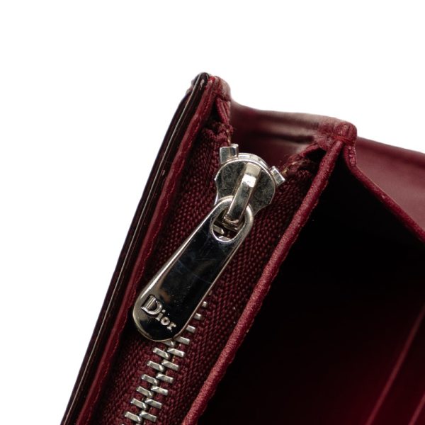 228 40528 5 Dior Trotter Long Wallet Bordeaux Wine Red Enamel