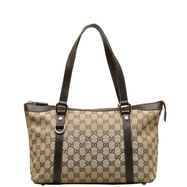 228 41273 1 Gucci GG Canvas Handbag Tote Bag Brown Canvas Leather