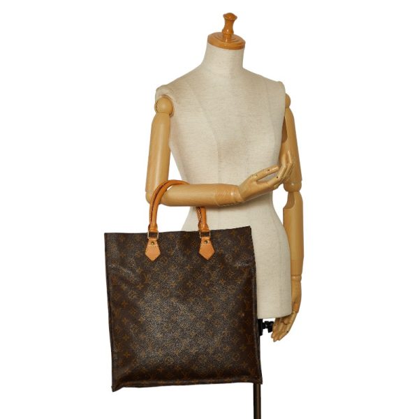 228 42076 11 Louis Vuitton Monogram Sac Pla Handbag Tote Bag M51140 Brown PVC Leather