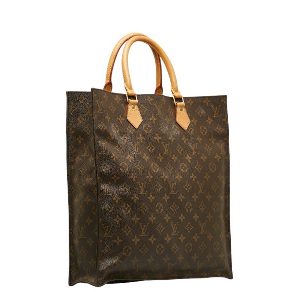 228 42076 2 Louis Vuitton Monogram Sac Pla Handbag Tote Bag M51140 Brown PVC Leather