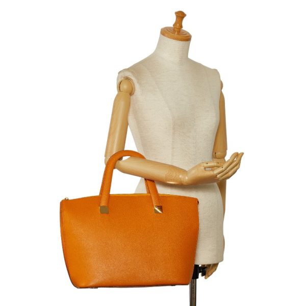 228 42945 9 Celine Handbag Tote Bag Orange Leather