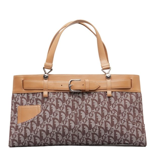 228 43755 1 Dior Trotter Handbag Brown Beige Canvas Leather