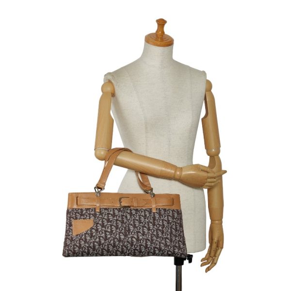 228 43755 12 Dior Trotter Handbag Brown Beige Canvas Leather