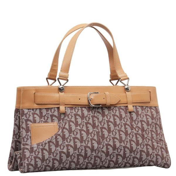 228 43755 2 Dior Trotter Handbag Brown Beige Canvas Leather