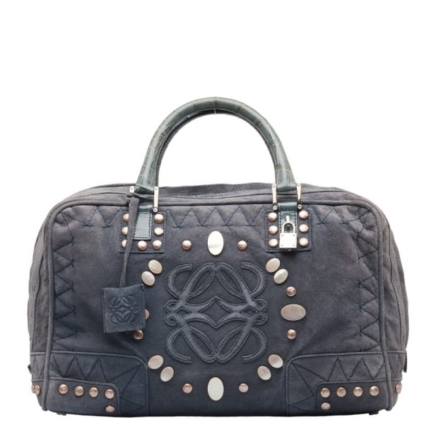 228 43759 1 LOEWE Amazona 36 Anagram Shell Mini Blue Suede Crocodile