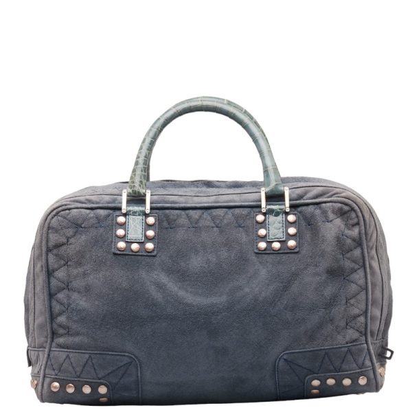 228 43759 3 LOEWE Amazona 36 Anagram Shell Mini Blue Suede Crocodile