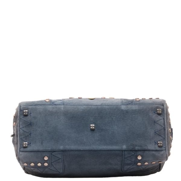 228 43759 4 LOEWE Amazona 36 Anagram Shell Mini Blue Suede Crocodile