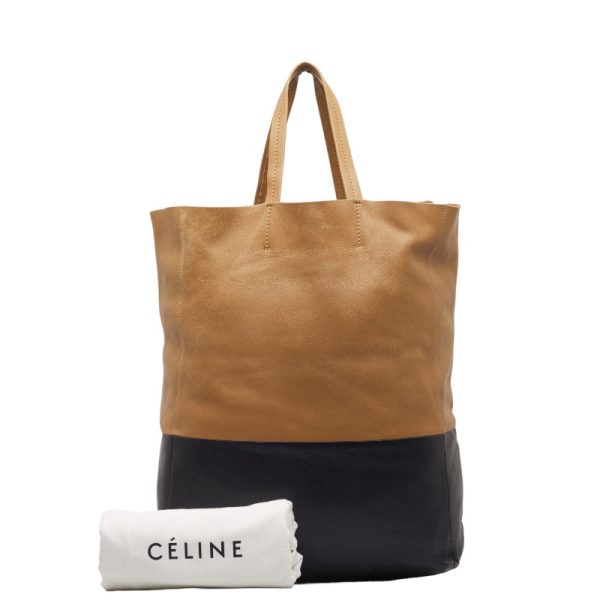 228 43767 10 CELINE Horizontal Hippo Bicolor Tote Bag Brown Black Leather