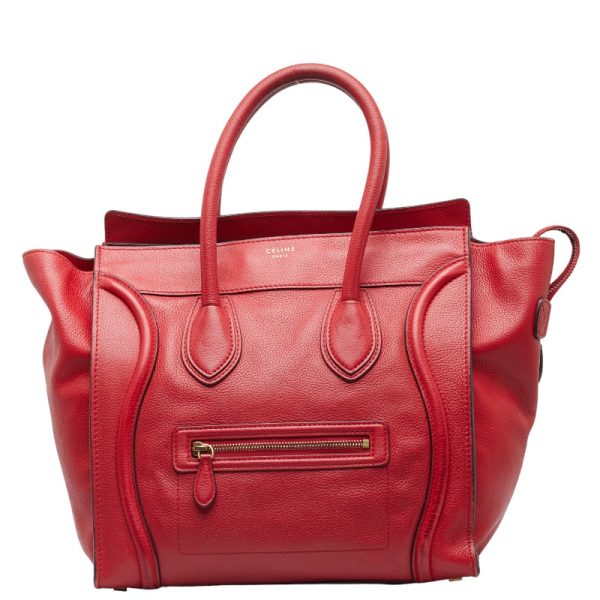 228 43770 1 CELINE Luggage Mini Shopper Handbag Tote Bag Red Leather