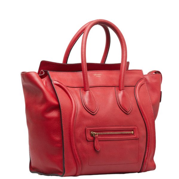 228 43770 2 CELINE Luggage Mini Shopper Handbag Tote Bag Red Leather