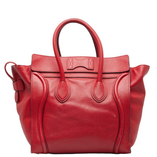 228 43770 3 CELINE Luggage Mini Shopper Handbag Tote Bag Red Leather