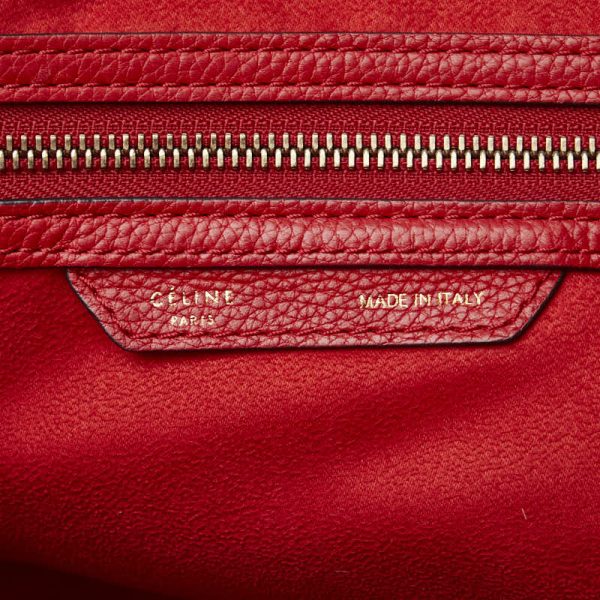 228 43770 9 CELINE Luggage Mini Shopper Handbag Tote Bag Red Leather