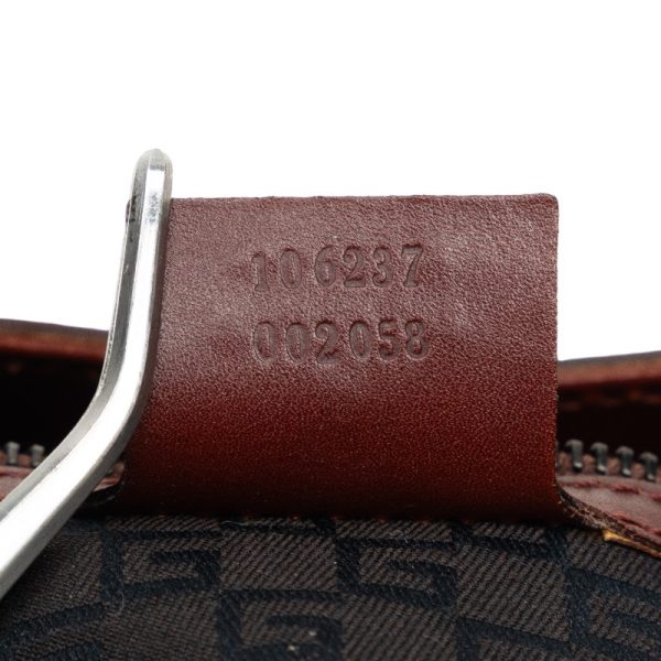 228 46611 11 Gucci Wood One Shoulder Bag Wine Red Leather