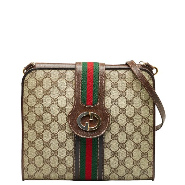 228 46638 1 Gucci GG Plus Sherry Line Shoulder Bag Beige Brown