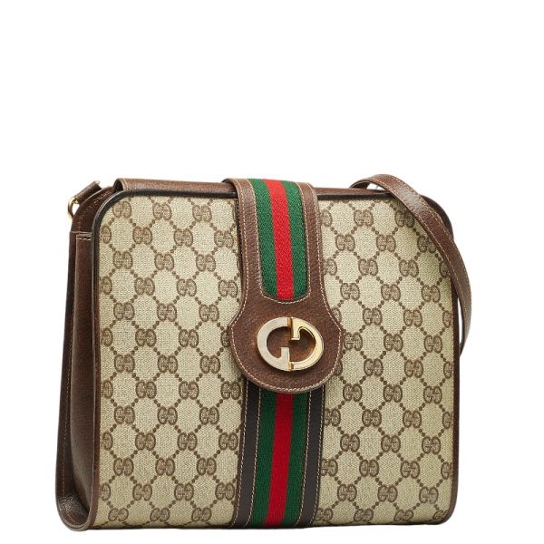 228 46638 2 Gucci GG Plus Sherry Line Shoulder Bag Beige Brown