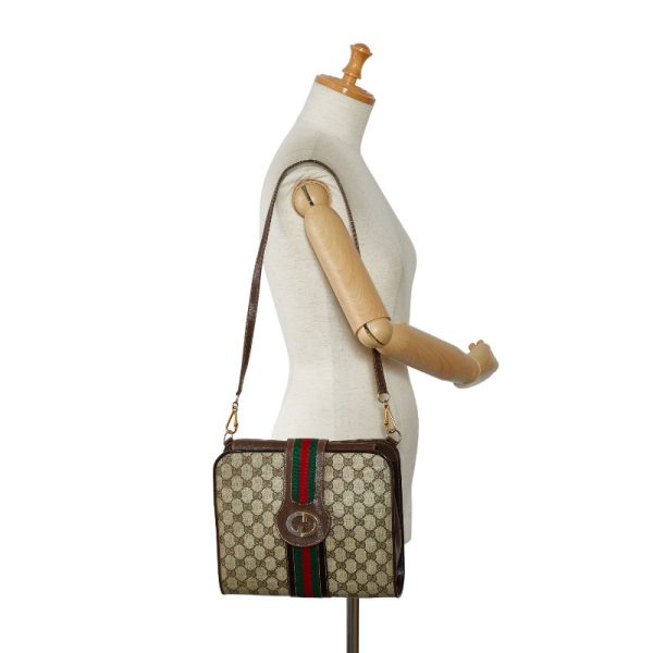 228 46638 9 Gucci GG Plus Sherry Line Shoulder Bag Beige Brown