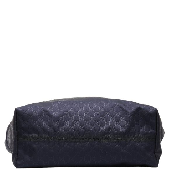 228 46644 4 Gucci GG Nylon Tote Bag Boston Bag Navy Nylon Leather