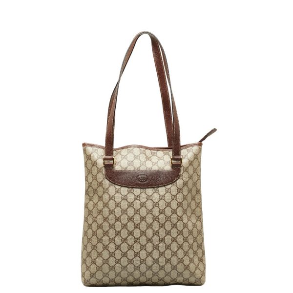 228 46646 1 Gucci Old Gucci GG Plus Tote Bag Beige Brown PVC Leather